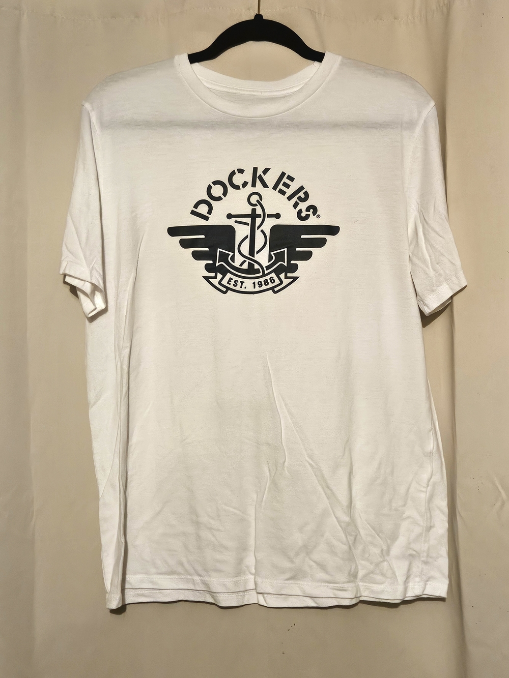 Dockers White Short-Sleeve Tee with Navy Anchor Graphic